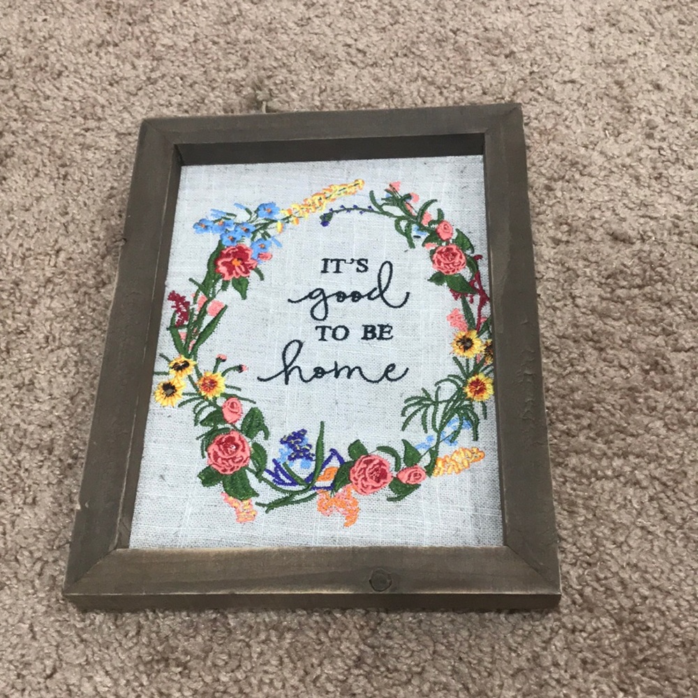 Embroidered floral home frame